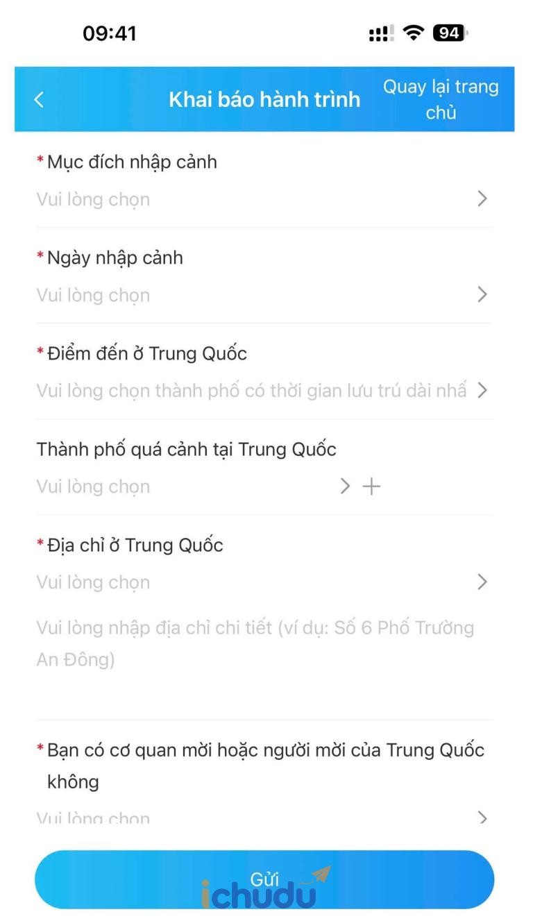 Mục người mời và xác nhận lịch trình xuất cảnh